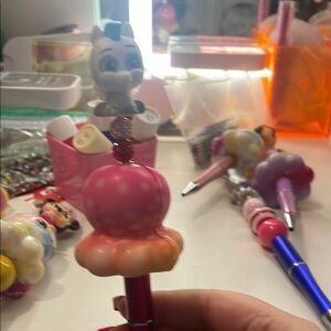 Pink Novelty Pen with Character Topper